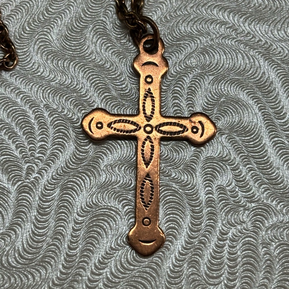Real copper cross necklace